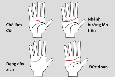 Ví dụ dấu hiệu đứt, nhánh, chuỗi trên đường tình duyên